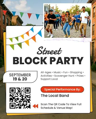 Community Street Block Party Event Flyer Template