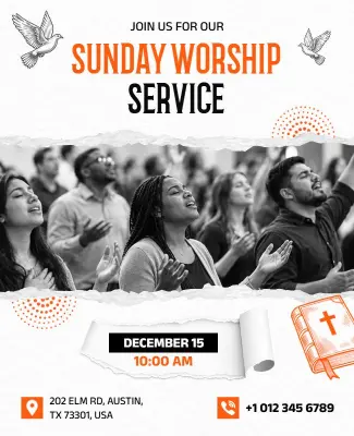 Community Sunday Worship Service Flyer Template