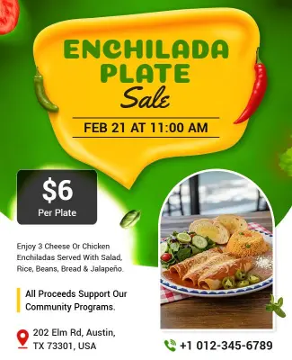 Community Support Enchilada Plate Sale Event Flyer Template