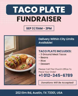 Community Taco Plate Fundraiser Flyer Template
