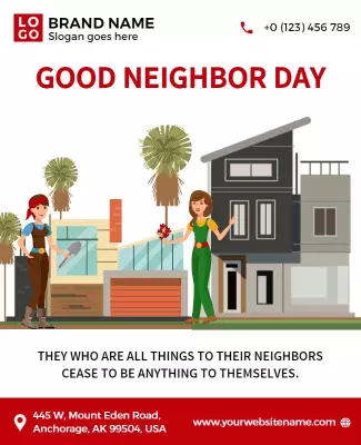 Community Unity Celebration for Good Neighbor Day Poster Template