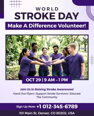 Community Volunteer for World Stroke Day Awareness Poster Template