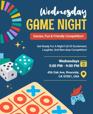 Community Wednesday Game Night Flyer Template