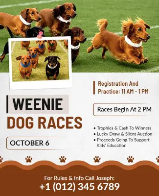 Community Weenie Dog Races Event Flyer Template