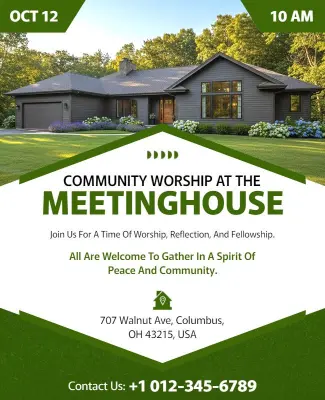 Community Worship Meetinghouse Flyer Template