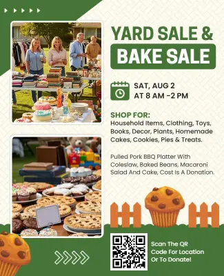 Community Yard Sale and Bake Sale Flyer Template