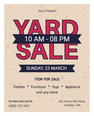 Casual Rustic Yard Sale Event Announcement Flyer Template