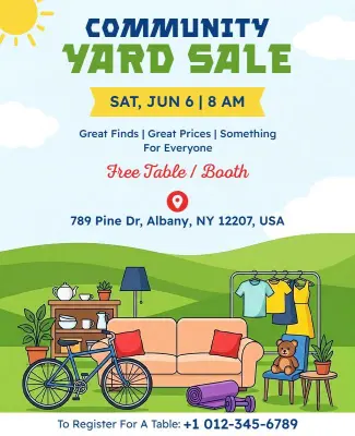 Community Yard Sale Event Poster Template