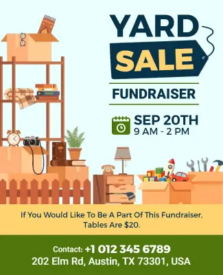 Community Yard Sale Fundraiser Event Poster Template