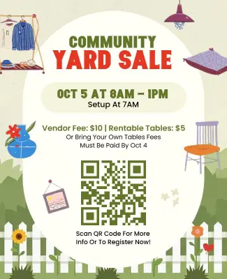 Community Yard Sale with Garden Illustration Flyer Template