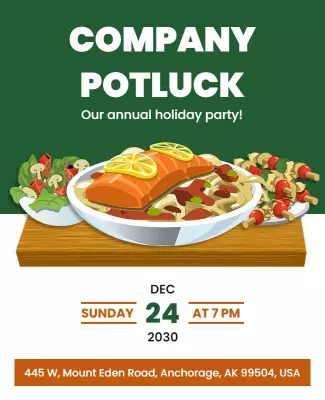 Company Holiday Potluck Party Flyer Template