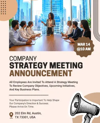 Company Strategy Meeting Announcement Flyer Template