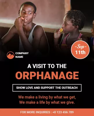 Compassionate Black Outreach Program for Orphanage Visit Flyer Template