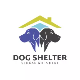 Compassionate Blue and Black Dog Shelter Adoption Logo Template