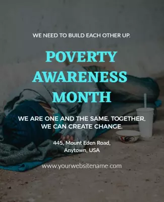 Compassionate Blue Poverty Awareness Month Support Poster Template