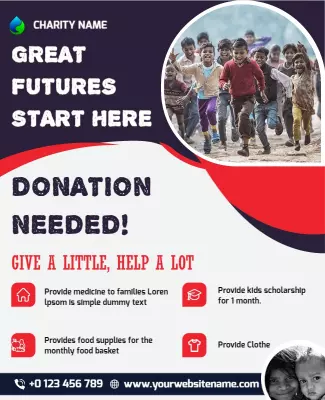 Compassionate Charity Call for Donations Community Support Poster Template