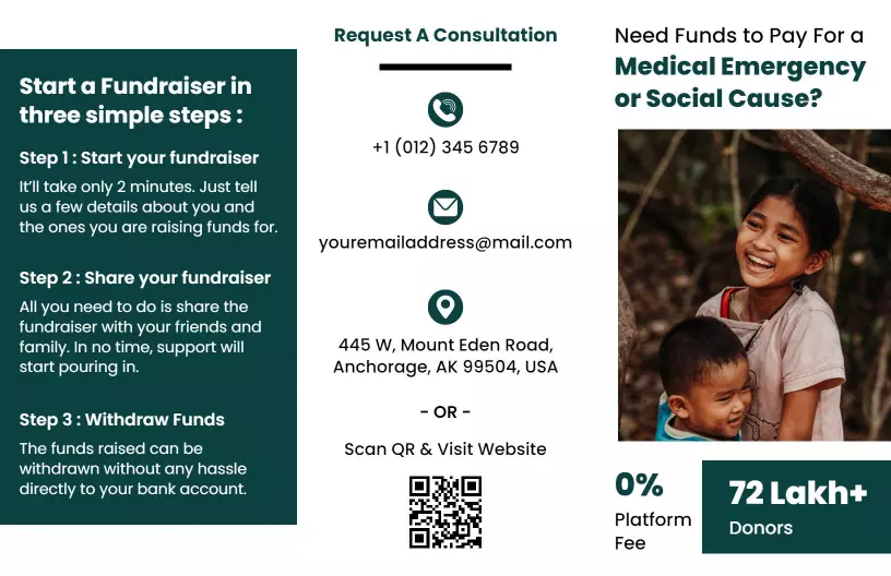 Compassionate Fundraising for Medical Emergencies and Social Causes Brochure Template