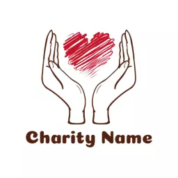 Compassionate Hands Cradling a Heart in Sketch Art Logo Template