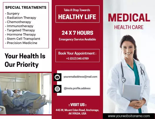 Compassionate Health Care Services and Medical Treatments Brochure Template