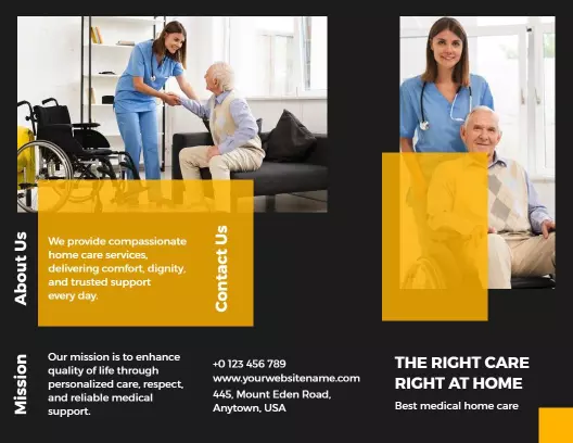 Compassionate Home Care Services Tri Fold Brochure Template