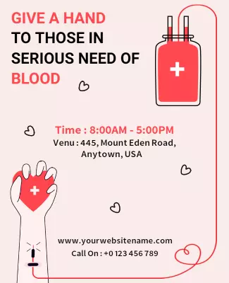 Compassionate Pink Blood Donation Drive Poster Template