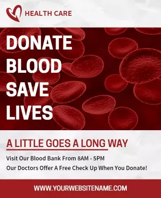 Compassionate Red Healthcare Blood Donation Drive Poster Template