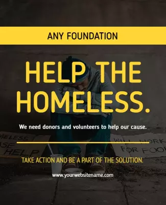 Compassionate Yellow Help the Homeless Awareness Poster Template