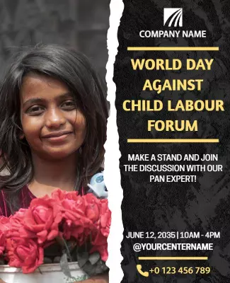 Compelling Child Labour Awareness Forum Invitation Poster Template