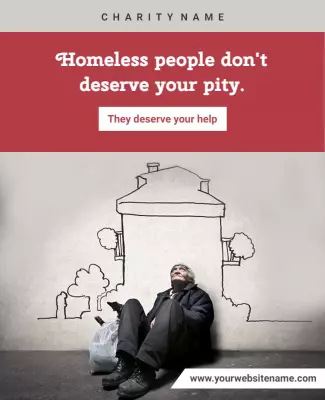 Compelling Red Charity Support Campaign Poster Template