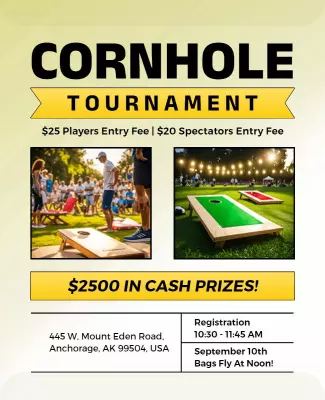 Competitive Cornhole Tournament Cash Prize Flyer Template
