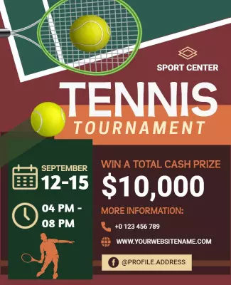 Competitive Tennis Tournament Event Flyer Template