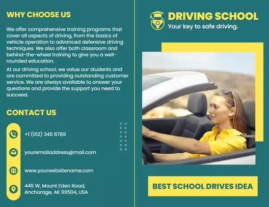 Comprehensive Driving School Education Training Program Brochure Template