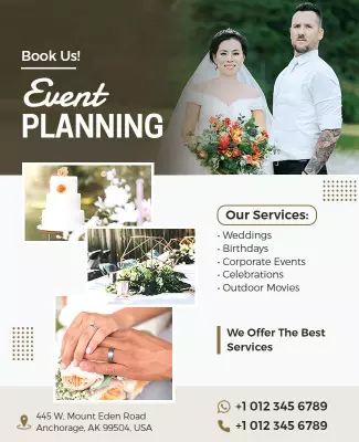 Elegant Green Wedding and Event Planning Flyer Template