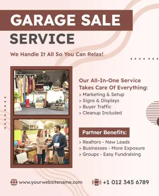 Comprehensive Garage Sale Service Promotion Flyer Template