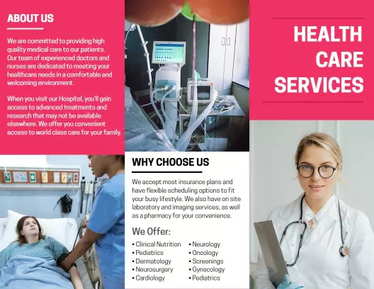 Comprehensive Health Care Services Patient Care Brochure Template