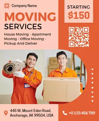 Comprehensive Household and Office Moving Services Flyer Template