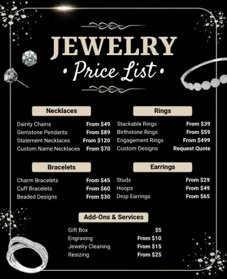 Comprehensive Jewelry Price List Flyer Template