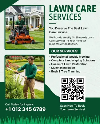 Comprehensive Lawn Care Services Promotional Flyer Template