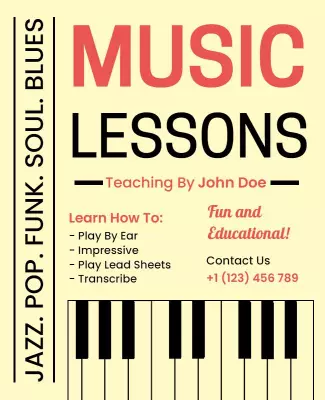 Comprehensive Music Lessons Educational Flyer Template