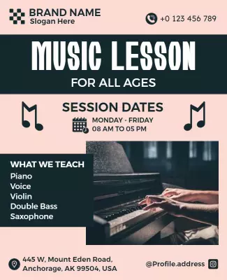 Comprehensive Music Lessons Promotional Flyer Template