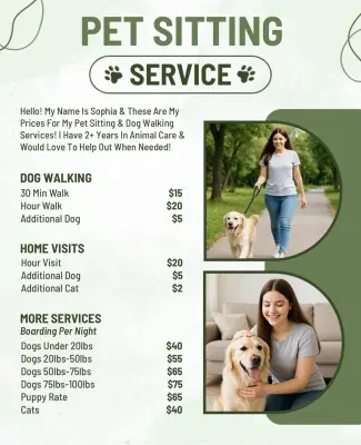 Comprehensive Pet Services Pricing List Flyer Template