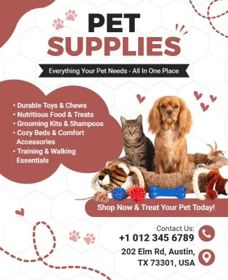 Comprehensive Pet Supplies Flyer Template