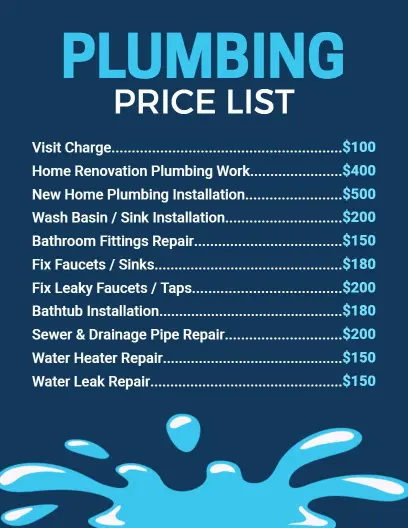 Comprehensive Plumbing Services and Repair Options Price List Template