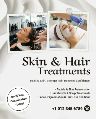 Comprehensive Skin and Hair Care Treatments Poster Template