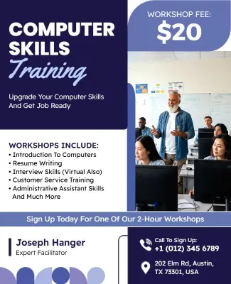 Computer Skills Training Workshop Flyer Template