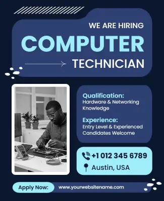 Computer Technician Hiring Announcement Flyer Template