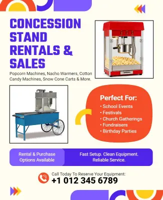 Concession Stand Rentals and Sales Flyer Template