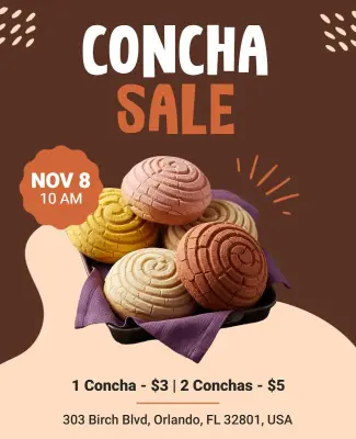 Concha Bread Sale Event Flyer Template