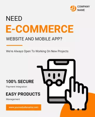 Concrete and Flush Orange E Commerce App Flyer Template