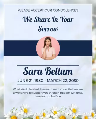 Condolence Message Burial Flyer Template